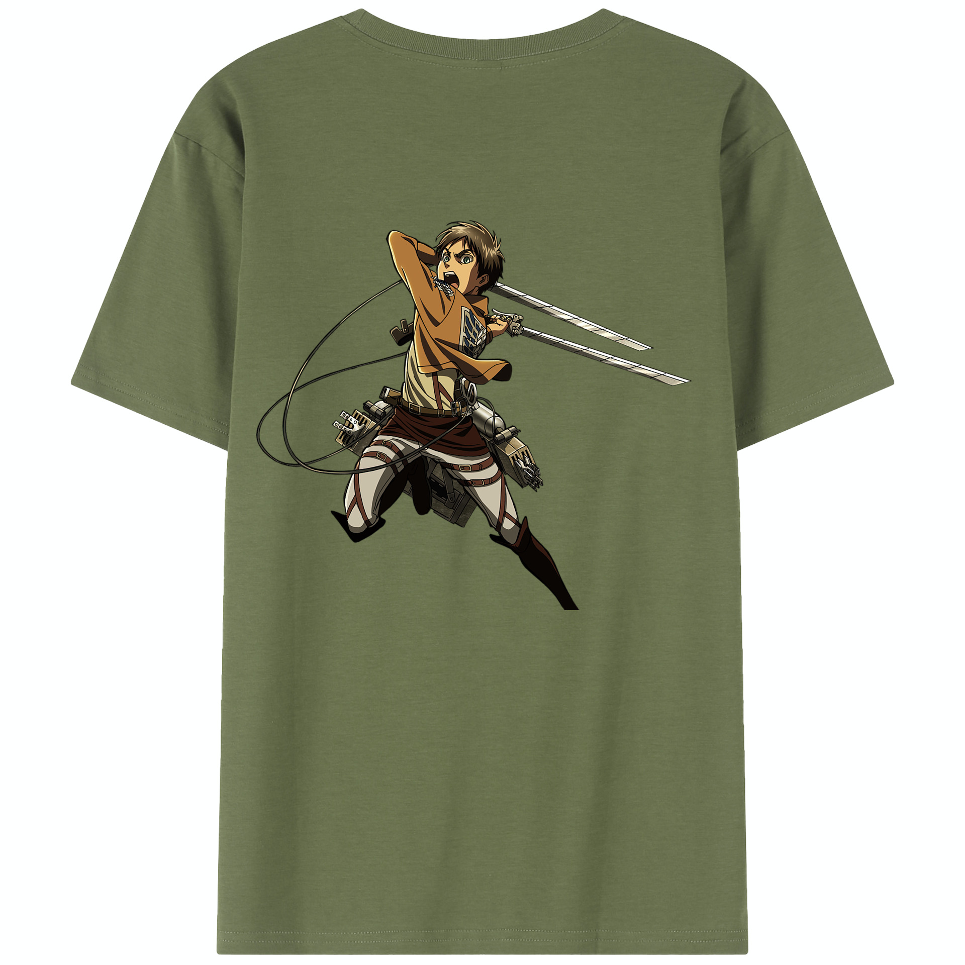 （画像用） 進撃の巨人 エレン･イェーガー Attack on Titan Eren Jäger 綿100％半袖Tシャツ（背面プリント）